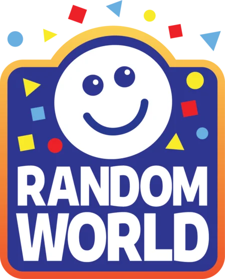 Logo featuring Random-World and a smiling face